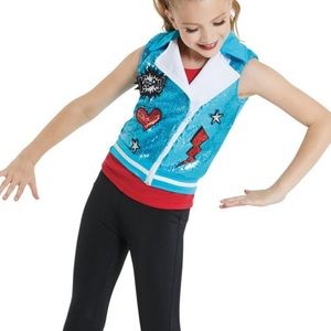 Weissman Dance vest Kaboom w/ blue sequin hip hop